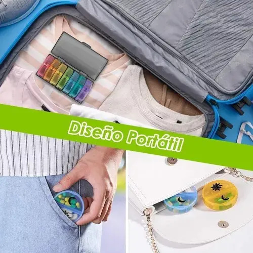 Pastillero Semanal Organizador Portátil 2 Tomas 7 Dias Color 14