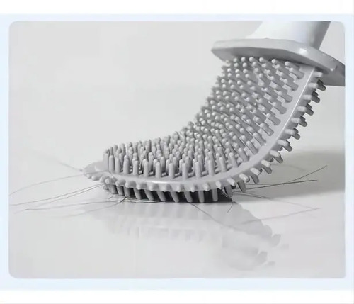 Escobilla De Baño Cepillo Punta Flexible Silicona Gris 5