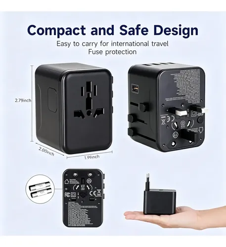 Enchufe Adaptador Viaje Universal En Uno 4 In 1 Gan 35w 6
