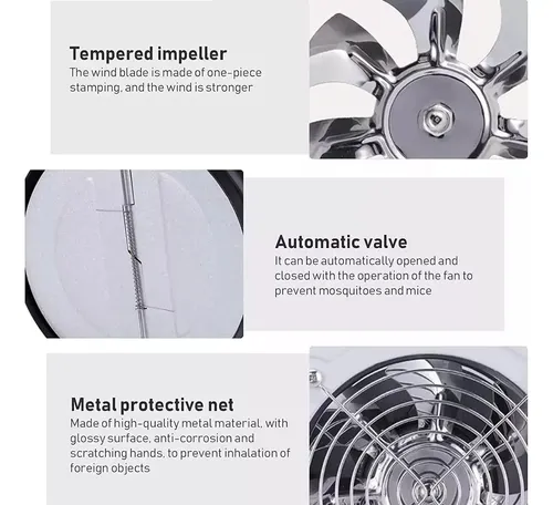 Extractor De Aire Industrial Ventilador De Escape 4 Pulgadas Blanco 6