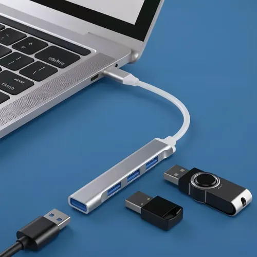 Adaptador Extension Hub Type Tipo C A 4 Puertos Usb3.0 5gbsp Plateado 8