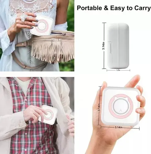 Mini Impresora Térmica Portátil Bluetooth Accesorios 13 Roll Rosa 2