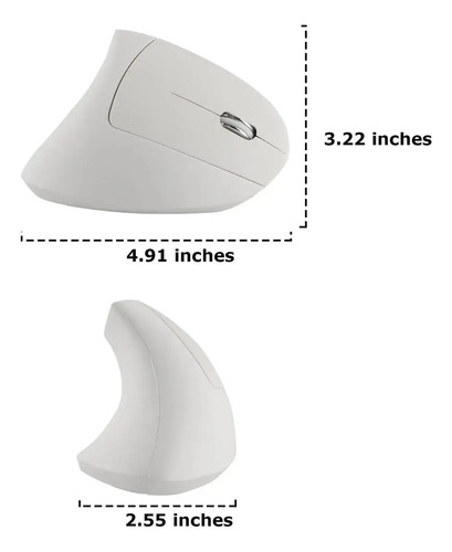 Ratón Vertical Inalámbrico Mouse Usb 2.4ghz Recargable Blanc Blanco 9