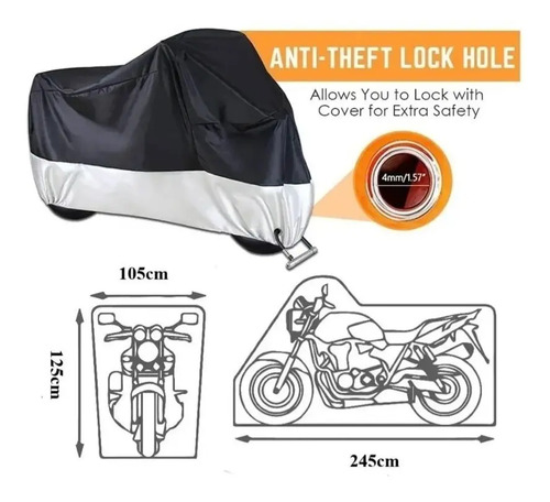 Funda Cubre Bicicleta Moto Carpa 100% Impermea 245*105*125cm Sujeto 6
