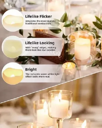 Paquete De 24 Velas Led Con Velas Decorativas Con Efecto De Blanco Luz De Vela Electrónica 7