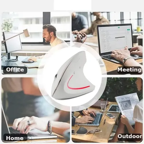 Ratón Vertical Inalámbrico Mouse Usb 2.4ghz Recargable Blanc Blanco 19