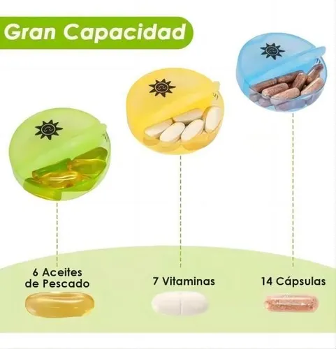Pastillero Semanal Organizador Portátil 2 Tomas 7 Dias Color 18