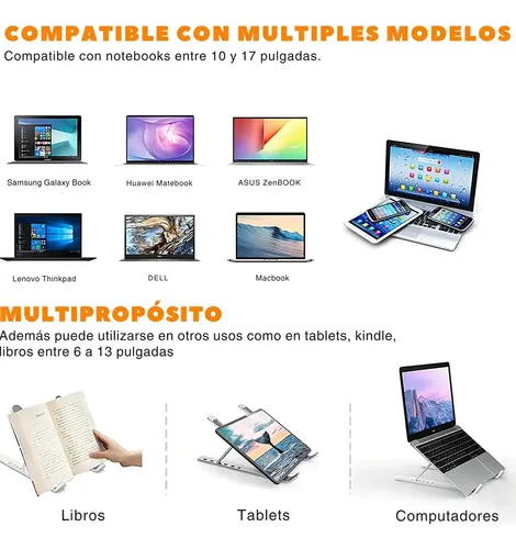 Soporte Portatil Notebook Aluminio Plegable De 7 Niveles Blanco 3
