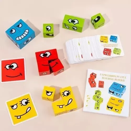 Juego De Puzzle Cubos Didáctico Expresiones Y Emociones 18