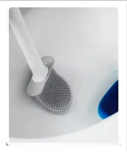 Escobilla De Baño Cepillo Punta Flexible Silicona Gris 18
