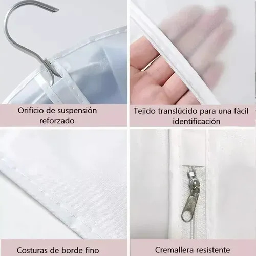 12 Bolsas Transparentes Cubre Trajes Colgar Closet 60*120cm Color Blanco 12