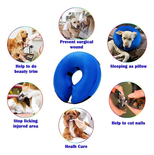 Collar Isabelino Regulable A Prueba De Mordidas P/perro Gato Azul Xl 15
