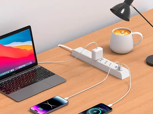 Alargador 4 Enchufes +rápida 20w ,2type C+1usb Protección Blanco 6