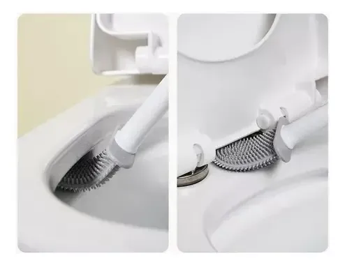 Escobilla De Baño Cepillo Punta Flexible Silicona Gris 17