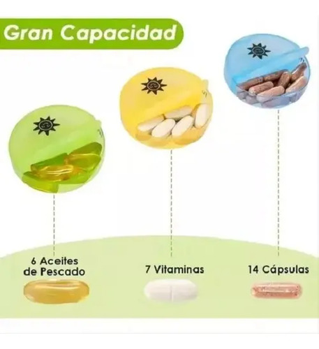 Pastillero Semanal Organizador Portátil 2 Tomas 7 Dias Color 4