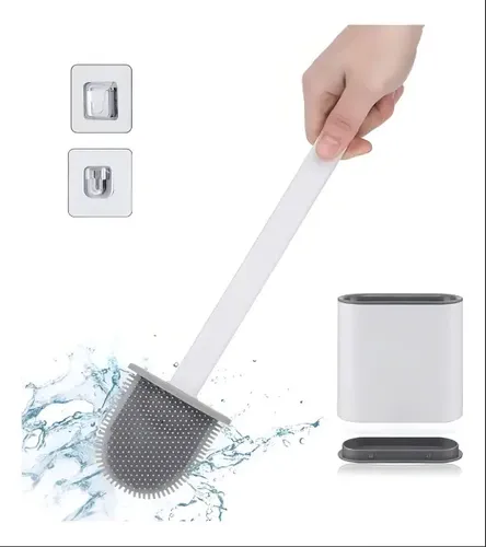 Escobilla De Baño Cepillo Punta Flexible Silicona Gris 10