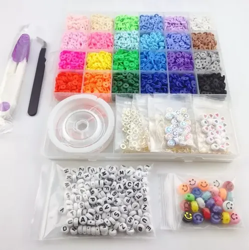 Set Mostacillas Arcilla 24 Color Pulseras Collares Bisuteria Conjunto De Polímero De Adorno De Bricolaje De Cuentas De Arcilla 6000pcs 20 Cm 19 Cm 12