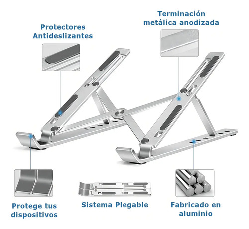 Soporte Portatil Notebook Aluminio Plegable De 7 Niveles Blanco 16