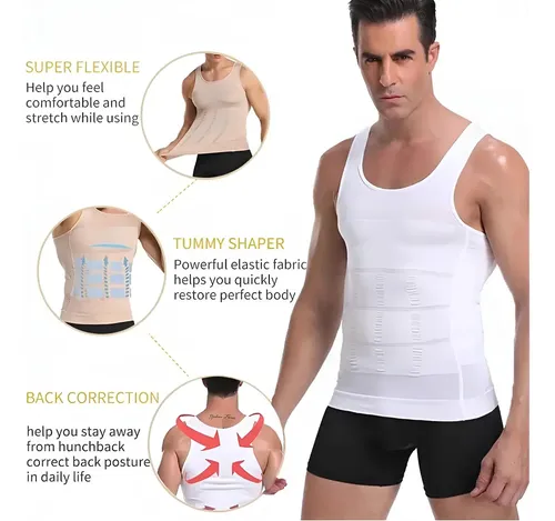 Faja Reductora Camiseta De Compresión Para Hombre Moldeador De Abdomen Y Espalda, Talla Xl Negro/blanco 7