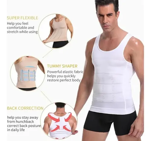 Faja Polera Reductora Camiseta Reductora Hombre Compresion Talla L Negro/blanco 20