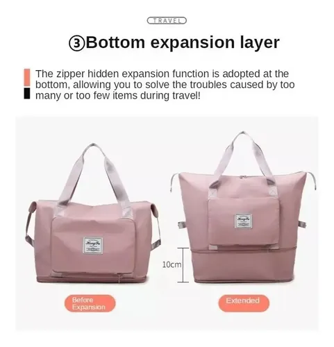 Bolsa Gran Capacidad Para Viajes Hombres Y Mujeres, Deportes Color Azul Lisa 5