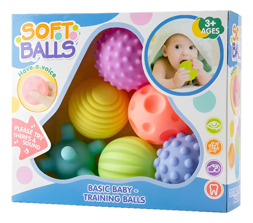 Soft Balls 6 Pelotas Sensoriales Texturizadas Para Bebes 6