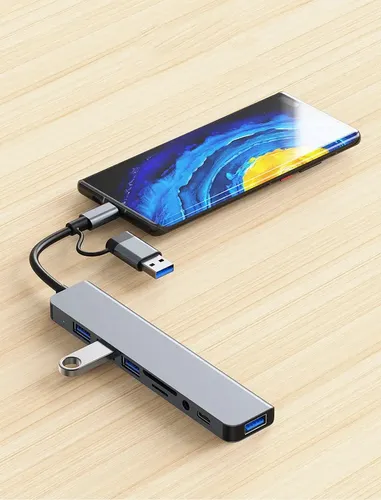 Hub Usb Hota Usb-c 8 Puertos Compatible Macbook Pro Samsung LG Huawei Plateado 2