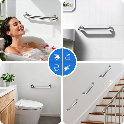 Pack De 3 Manillas (barra) Seguridad Baño Ducha Plateado 13