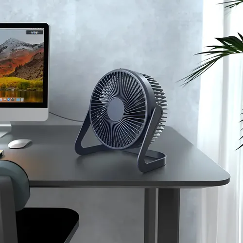 Ventilador Escritorio Usb Mini Fan Ajustable Silencioso 14 Cm Negro Plata 4 2