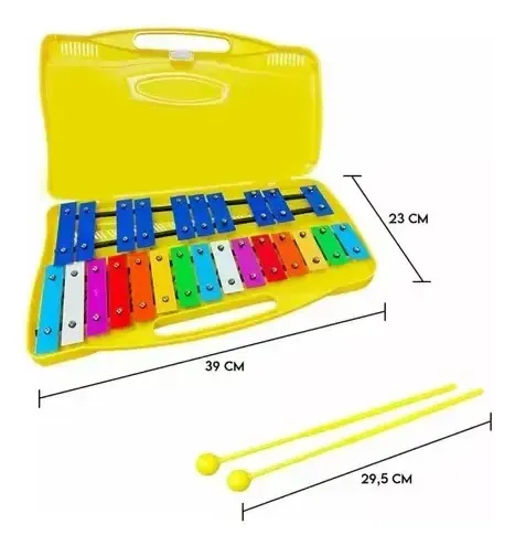 Metalofono Cromatico 25 Notas Xilofono Infantil Escolar Color Amarillo 8