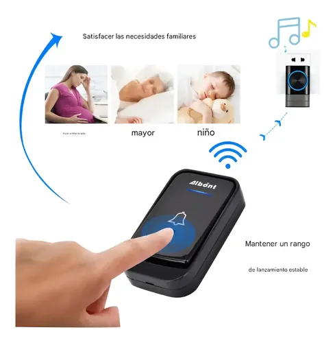 Timbre Inalámbrico Para Puerta Con 2 Receptores Impermeables Negro 2
