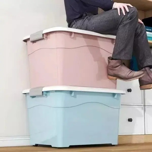 Caja Organizadora 60 Litros Con Ruedas Color Gris Falatale 17