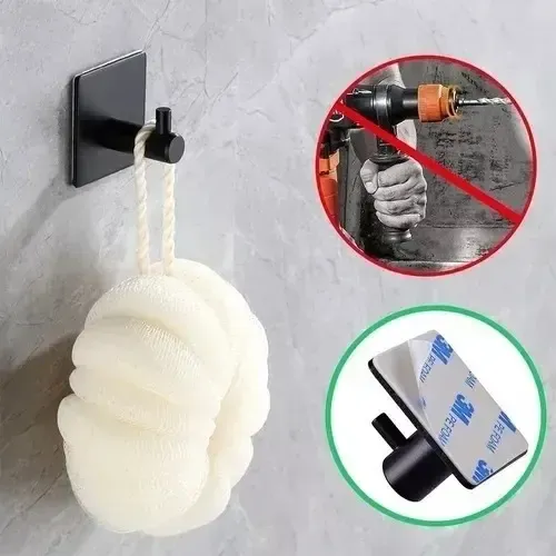 Ganchos Adhesivos Impermeables De Acero Inoxidable 5 Uds. Negro 5
