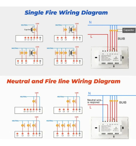 Apagador Inteligente Wifi Sin Cable Neutro 1,2 O 3 Canales 5