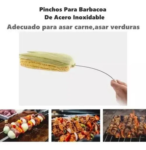 12 Brochetas Pinchos Anticucho Acero Barbacoa Parrilla Asado 17
