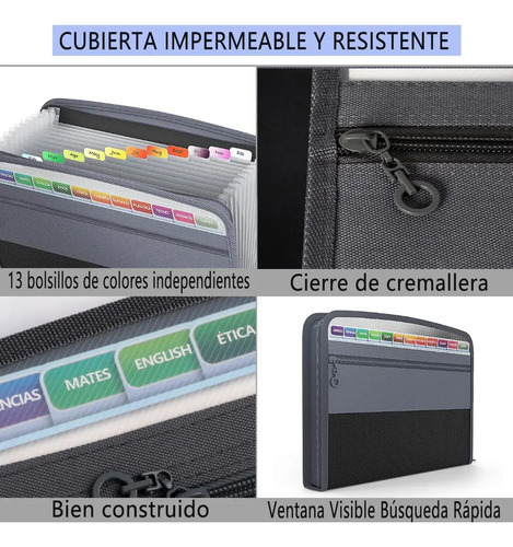 13 Carpetas De Administrador De Archivos Tipo Cremallera Negro 6