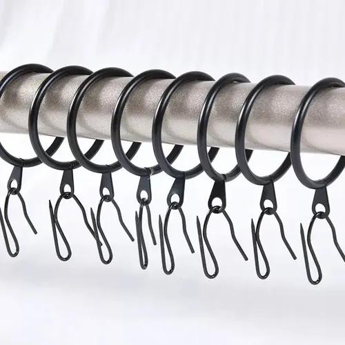 Pack 16 Unidades Argolla Para Barra Cortina De Metal 25 Mm Negro 11