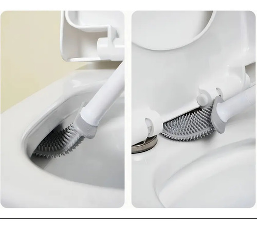 Escobilla De Baño Cepillo Punta Flexible Silicona Gris 8