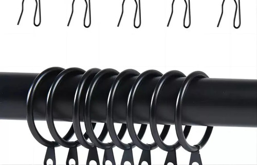 Pack 16 Unidades Argolla Para Barra Cortina De Metal 25 Mm Negro 15