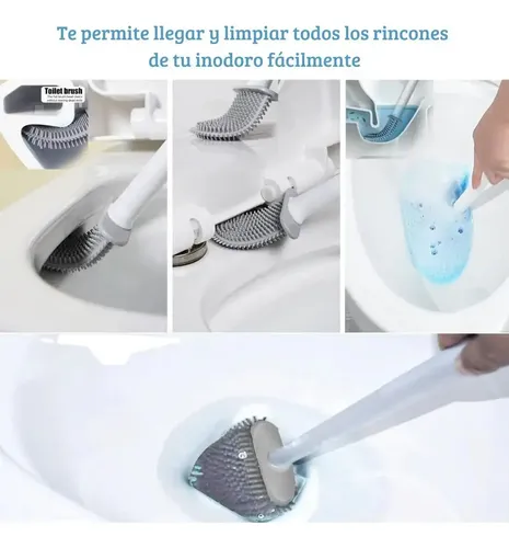 Escobilla De Baño Cepillo Punta Flexible Silicona Gris 7