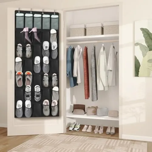 Zapatero Colgante Puerta Closet Organizador 35 Negro Negro 6