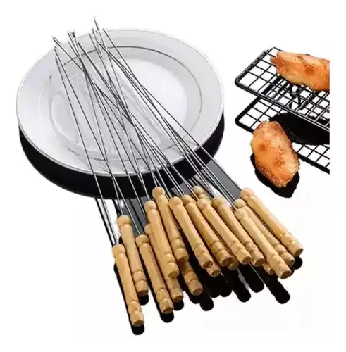 12 Brochetas Pinchos Anticucho Acero Barbacoa Parrilla Asado
