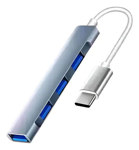 Adaptador Extension Hub Type Tipo C A 4 Puertos Usb3.0 5gbsp Plateado