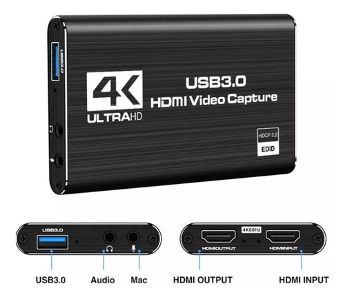 Capturadora Hdmi 4k Ultra Video Audio Mic In Streaming 3.0 13