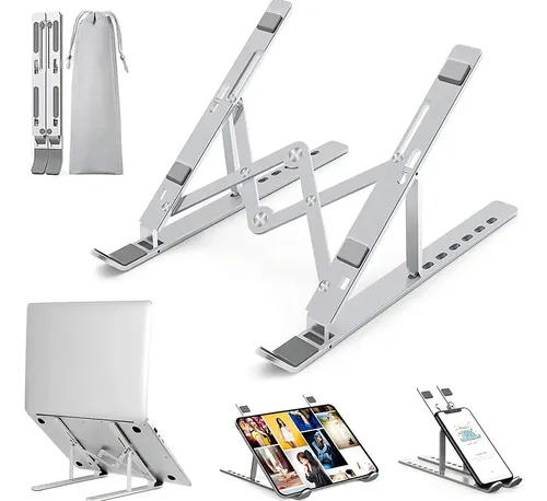 Soporte Portatil Notebook Aluminio Plegable De 7 Niveles Blanco 2
