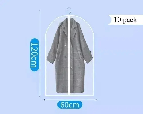12 Bolsas Transparentes Cubre Trajes Colgar Closet 60*120cm Color Blanco 14