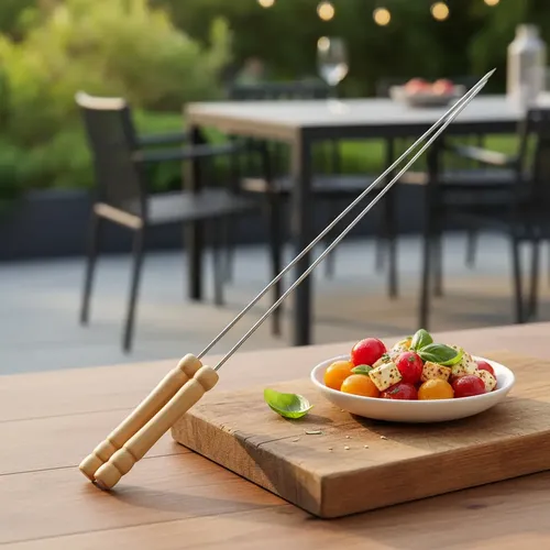 12 Brochetas Pinchos Anticucho Acero Barbacoa Parrilla Asado 2