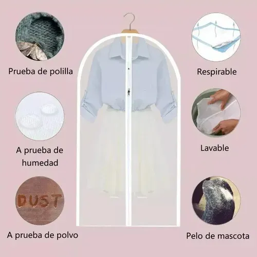 12 Bolsas Transparentes Cubre Trajes Colgar Closet 60*120cm Color Blanco 14