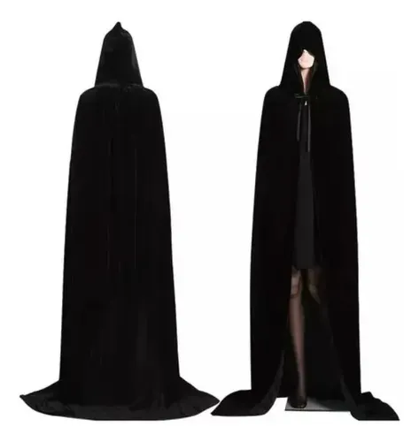 Capa Con Capucha Halloween Disfraz Noche De Brujas Unisex Negro 3