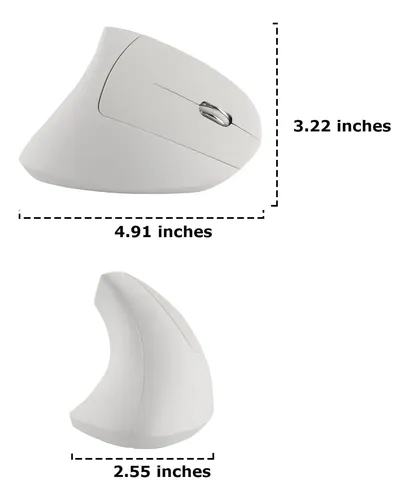 Ratón Vertical Inalámbrico Mouse Usb 2.4ghz Recargable Blanc Blanco 15
